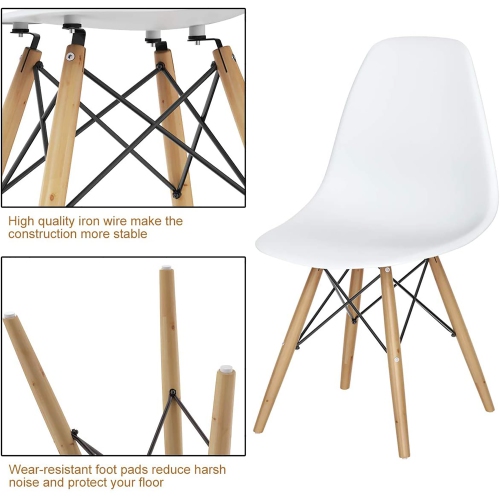 Costway Set of 4 Mid Century Modern Style Dining Side Chair Wood Leg