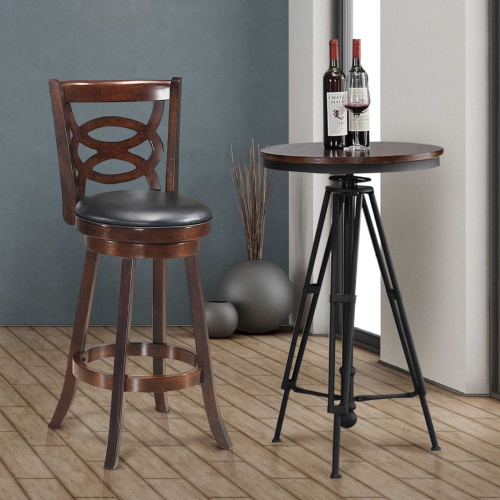 Costway Swivel Stool 29'' Bar Height Upholstered Seat Dining Chair Home Kitchen Espresso