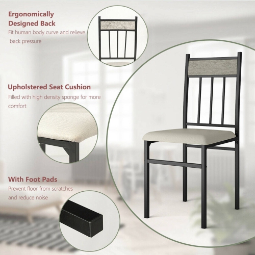 Costway 5 Piece Dining Set Faux Marble Top Table and 4 Padded Seat Chairs w/ Metal Legs