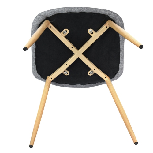 Costway Set of 4 Dining Chair Fabric Cushion Seat Modern Mid Century w/Wood Legs