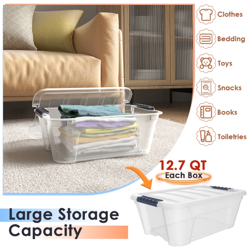 Costway 12 Pack Latch Stack Storage Box Tubs Bins Latches Handles
