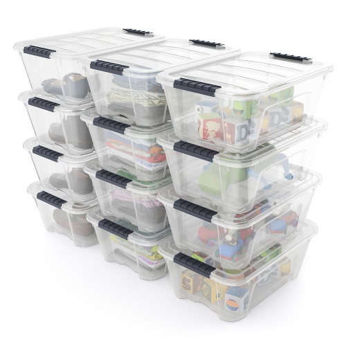 Costway 12 Pack Latch Stack Storage Box Tubs Bins Latches Handles