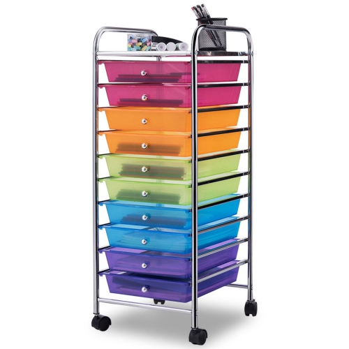 10 Drawer Rolling Storage Cart Scrapbook Paper Office School Organizer Color