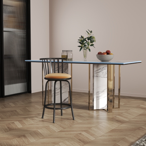 Set of 2 Velvet Dining Room Chair Metal Legs Furniture Chair