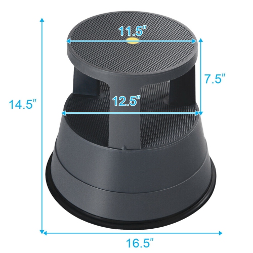 Kick Stool Rolling Step Stool w/Non-Slip Rubber Platform 330LBS Capacity Gray