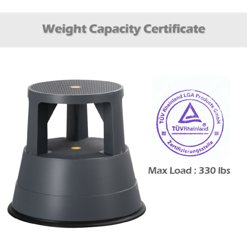 Kick Stool Rolling Step Stool w/Non-Slip Rubber Platform 330LBS Capacity Gray