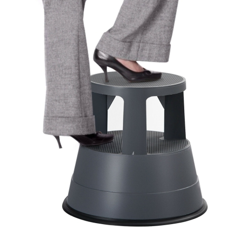 Kick Stool Rolling Step Stool w/Non-Slip Rubber Platform 330LBS Capacity Gray