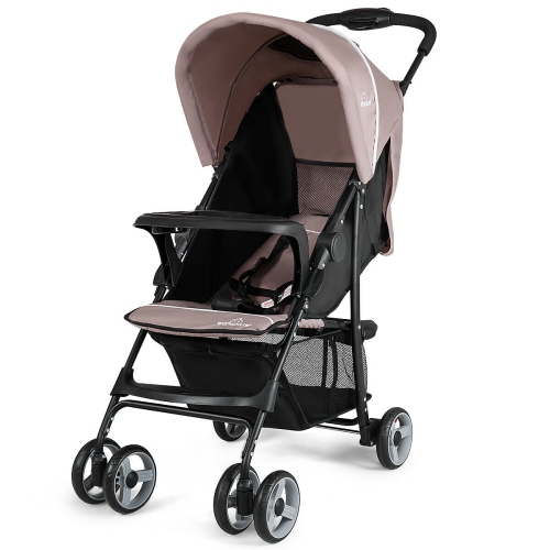 Poussette pliable légère de Costway Système de sécurité à 5 points pour bébé avec poussette pour bébé, café de 0-36 mois