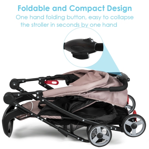 Poussette pliable légère de Costway Système de sécurité à 5 points pour bébé avec poussette pour bébé, café de 0-36 mois