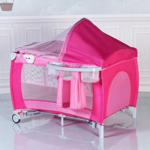 Foldable Baby Crib Playpen Travel Infant Bassinet Bed Mosquito Net Music