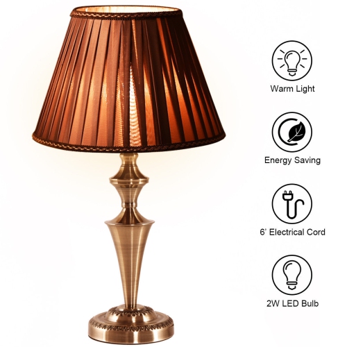 Costway 13 Antique Brass Bedside Table Lamp Champagne Light W Led Bulb Best Buy Canada