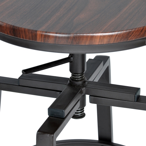 FurnitureR Set of 2,24-29 INCH Bar Stool Adjustable Height Swivel Barstools Counter Stool Walnut PVC Veneer