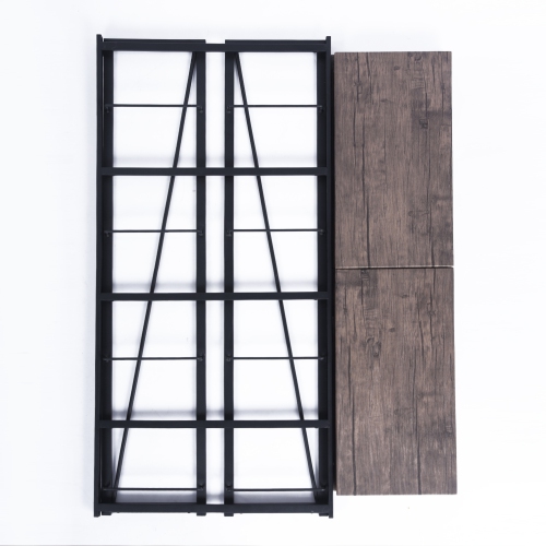 Industrial Wood&Metal Foldable Writing Desk and Bookshelf Laptop Table Home Office Furniture