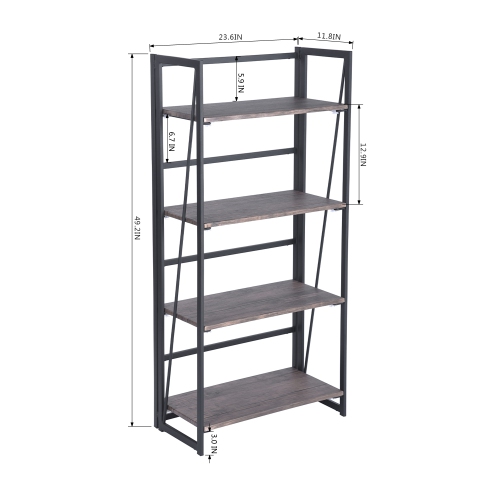 Industrial Wood&Metal Foldable Writing Desk and Bookshelf Laptop Table Home Office Furniture