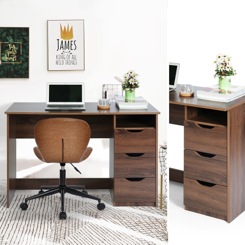 Small Computer Desk With 3 Drawers Walnut Best Buy Canada