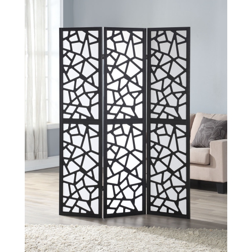 3 Panel Folding Room Divider Privacy Shoji Screen Pine Wood Frame Black