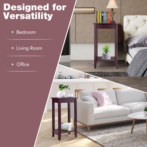 Costway Tall End Coffee Table Nightstand Sofa Side Table Console Storage Shelf