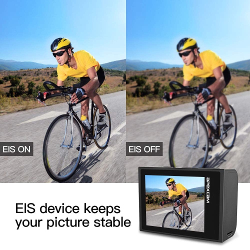 HLD Action Camera 4K 20M WiFi 30M Underwater, 2 Inches LCD Screen 170° Wild Angle EIS Ultra HD Sport Camera