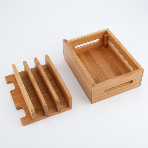 Bamboo Multi-Device Charging Dock Cord Stand Holder for Smart Phones, iPad, iPhone, Tablets and Other Electronic Gadgets