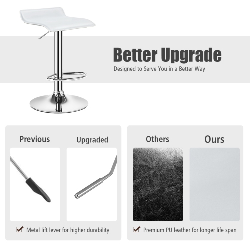 Ensemble de 2 tabourets de bar pivotants en PU Comptoir de cuisine réglable, Chaise de bar en cuir marque Costway