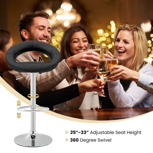 Ensemble de 2 tabourets de bar pivotants modernes en similicuir pu avec dossier creux et repose-pieds de Costway