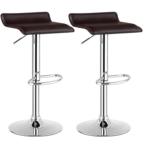 Costway Set of 2 Swivel Bar Stool PU Leather Adjustable Kitchen Counter Bar Chair Coffee