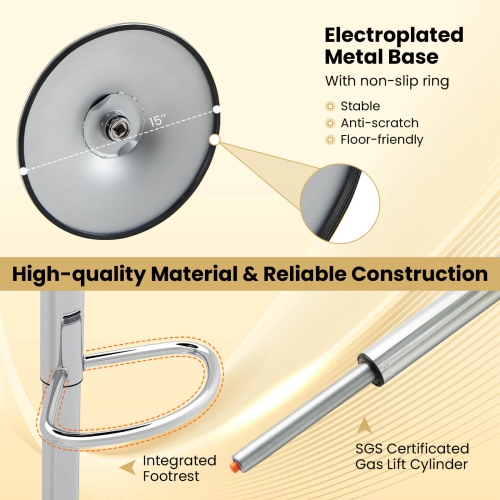 Costway Set Of 2 Bar Stools Adjustable PU Leather Barstools Swivel Pub Chairs White