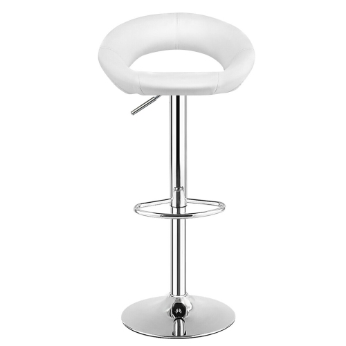 Costway Set Of 2 Bar Stools Adjustable PU Leather Barstools Swivel Pub Chairs White