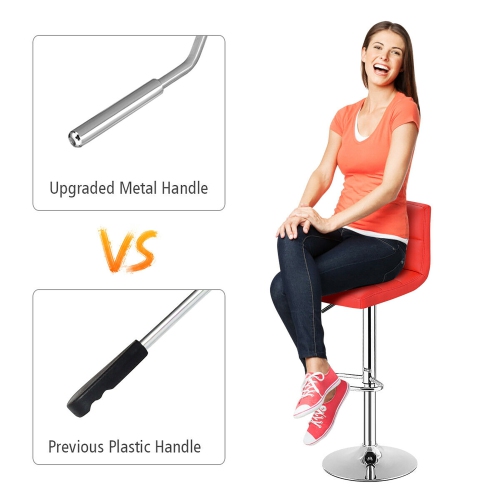 Costway Set of 2 Bar Stools Adjustable Swivel Kitchen Counter Bar Chair PU Leather Red