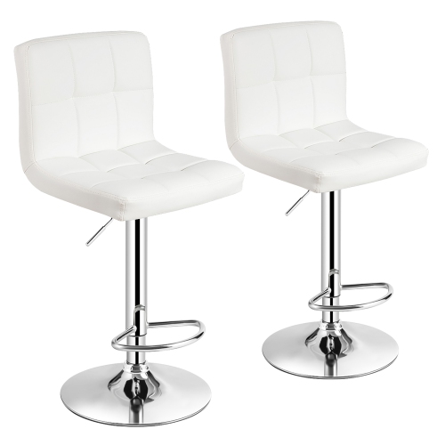 Costway Set Of 2 Adjustable Bar Stools, White Leather Counter Stools Canada