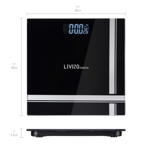 Bathroom Bath Scale, Digital Body Weight Glass Scale with Smart Step-on Technology and Temperature Display 396lb Capacity