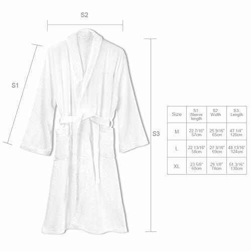 Full-Length Women Bathrobe, 100% Terry Cotton Sleepwear Soft Plush Long Robe Spa Kimono Robe, White, X-Large