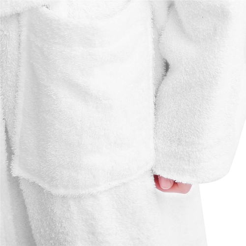 Full-Length Women Bathrobe, 100% Terry Cotton Sleepwear Soft Plush Long Robe Spa Kimono Robe, White, X-Large