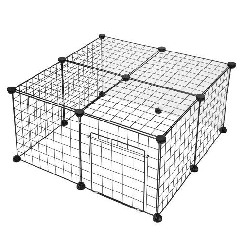 Parc pour chien à 14 panneaux, petite cage d'animaux portative d'intérieur en fil métallique Portes pour clôture pour petits animaux