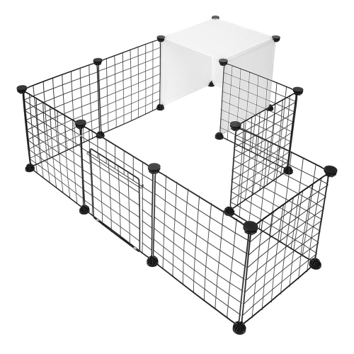 Parc pour chien à 14 panneaux, petite cage d'animaux portative d'intérieur en fil métallique Portes pour clôture pour petits animaux