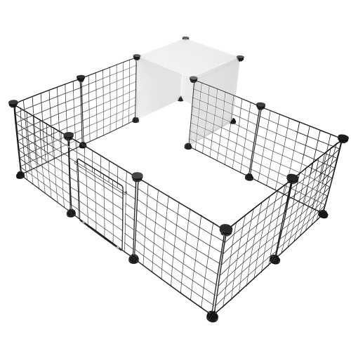 Parc pour chien à 14 panneaux, petite cage d'animaux portative d'intérieur en fil métallique Portes pour clôture pour petits animaux