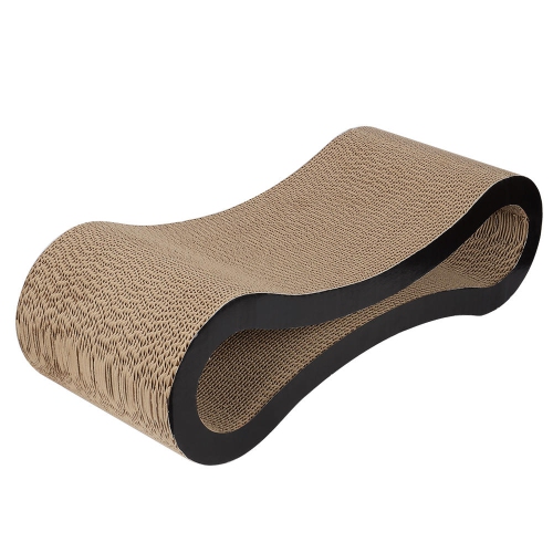 22-Inch Cat Scratcher Lounge, Corrugated Ergonomic Cardboard Lounge Scratch Post Angled, Cardboard Protector for Furniture Couch Floor - LIVINGbasics