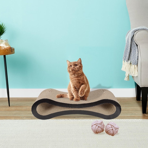 22-Inch Cat Scratcher Lounge, Corrugated Ergonomic Cardboard Lounge Scratch Post Angled, Cardboard Protector for Furniture Couch Floor - LIVINGbasics