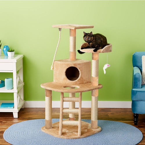 50" Cat Tree Condo House Cat Scratching Post with Toy