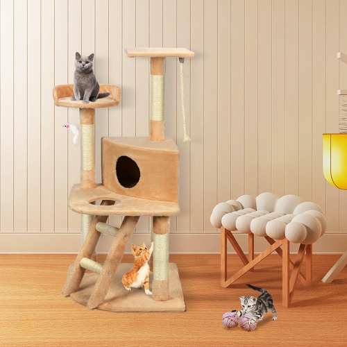 50" Cat Tree Condo House Cat Scratching Post with Toy