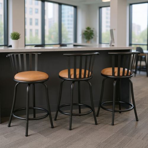 Homy Casa Set of 3 Swivel Bar Stools with Backrest and Comfortable Cushion for Co-Working Space, Office Lounge, and Shared Bar Area