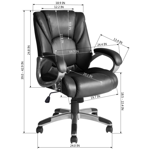 Multi-Function Faux Leather Mid-Back Managers Chair Black