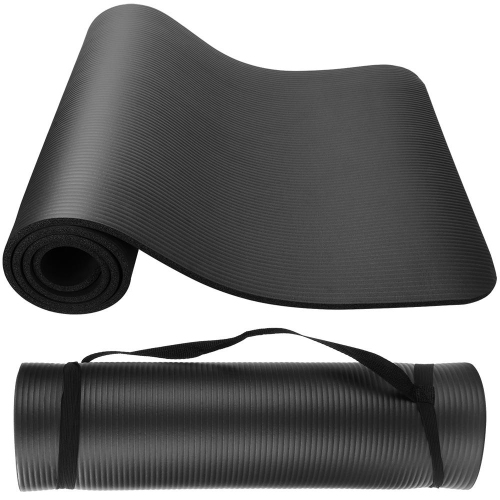 Foldable Yoga Mat Pilates Mat with Carrying Strap for Exercise  Fitness-Black