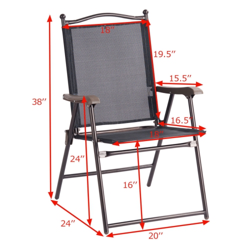 Costway Set of 2 Patio Folding Sling Back Chairs Camping Deck