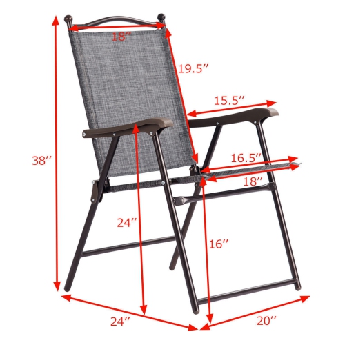 Costway Set of 2 Folding Sling Back Chair Camping Deck Patio Garden Beach