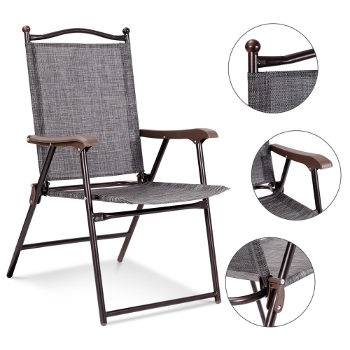Costway Set of 2 Folding Sling Back Chair Camping Deck Patio Garden Beach