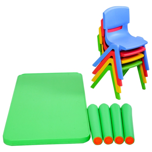 Kids Plastic Table and 4 Chairs Set Colorful Play School Home Fun Furniture