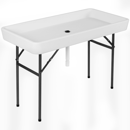 Costway 4 Foot Party Ice Folding Table Plastic w/ Matching Skirt White