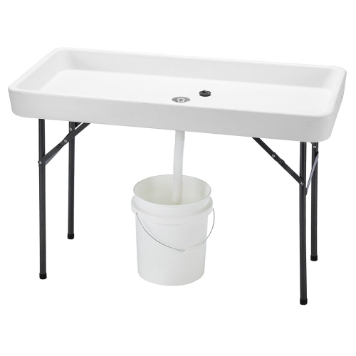Costway 4 Foot Party Ice Folding Table Plastic w/ Matching Skirt White