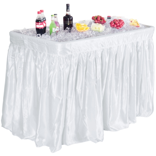 Costway 4 Foot Party Ice Folding Table Plastic w/ Matching Skirt White